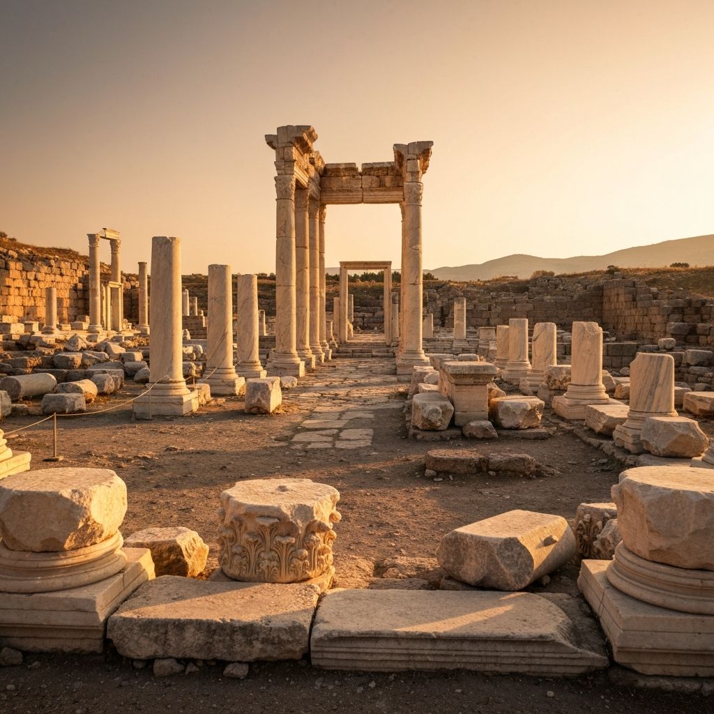 Ancient ruins and columns of Hierapolis